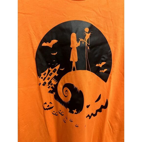 Y2K Nightmare Before Christmas + Halloween Orange T-Shirt Size XL Unisex Gift - Picture 2 of 4
